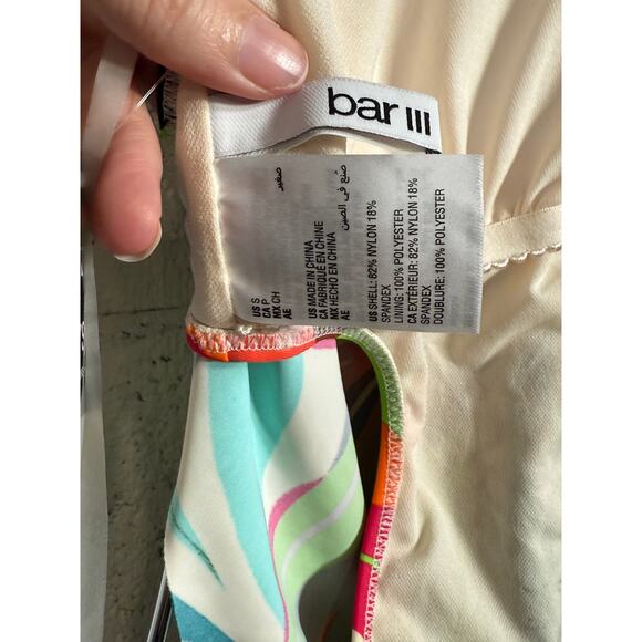 Bar III Tropical print Cowlneck One-Piece Swimsuit  Multi S - Picture 13 of 13